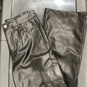 Faux leather cargo pants
